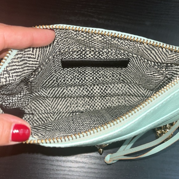 REBECCA MINKOFF Turquoise Leather Small Mac Crossbody Bag Purse - Picture 7 of 9